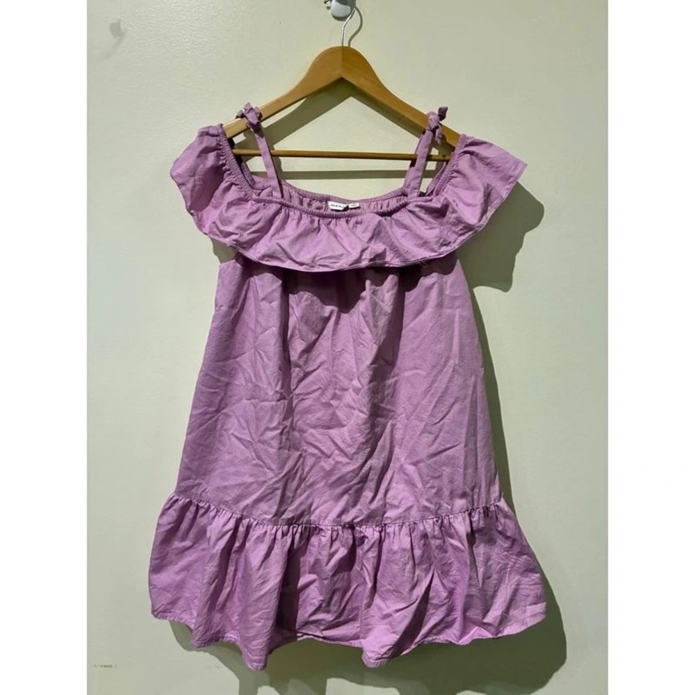 Janie and Jack Girls Purple Cotton Ruffle Off Shoulder Tiered Dress Size 16